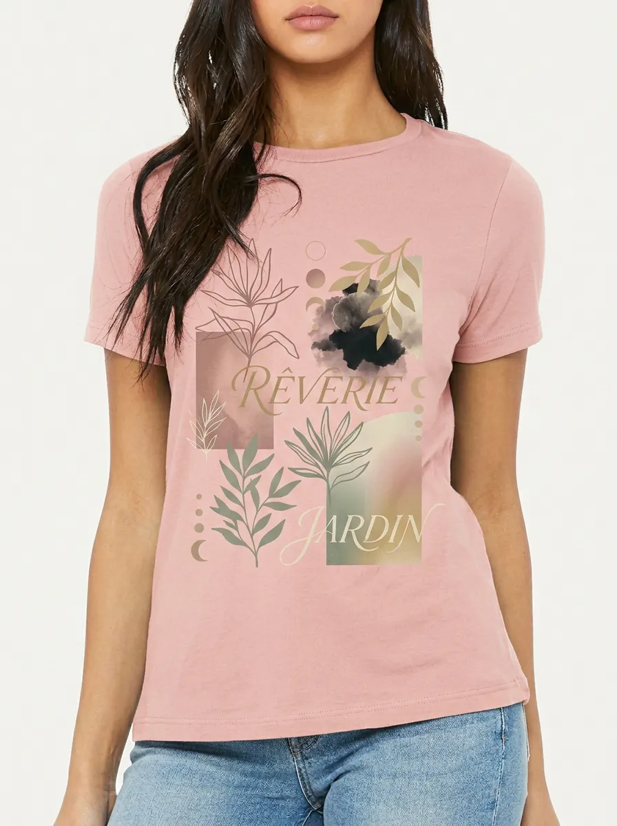 Women's Botanical Aesthetic Reverie Jardin Printed T-shirt