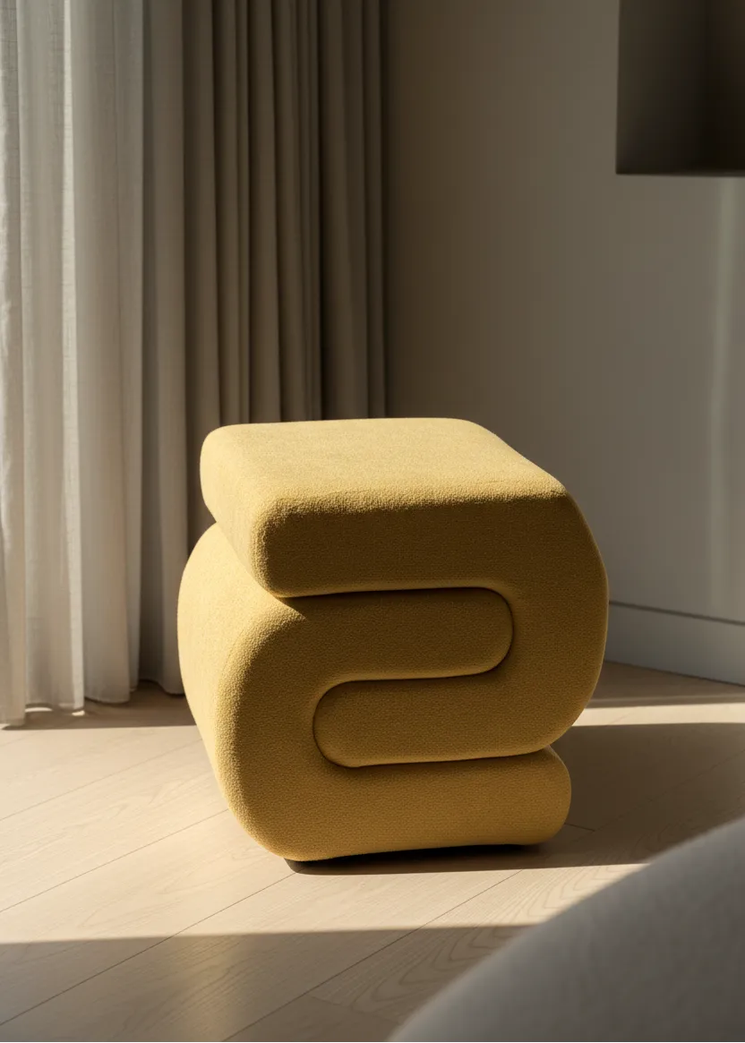 Mustard S-Boucle Pouffe