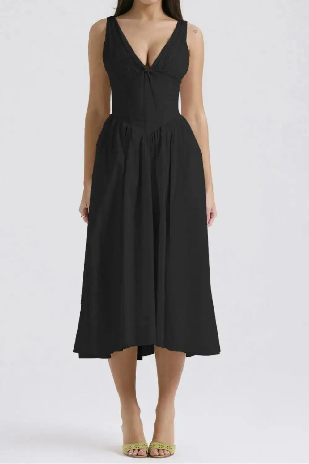 Modern V Neck Sleeveless Casual Dress