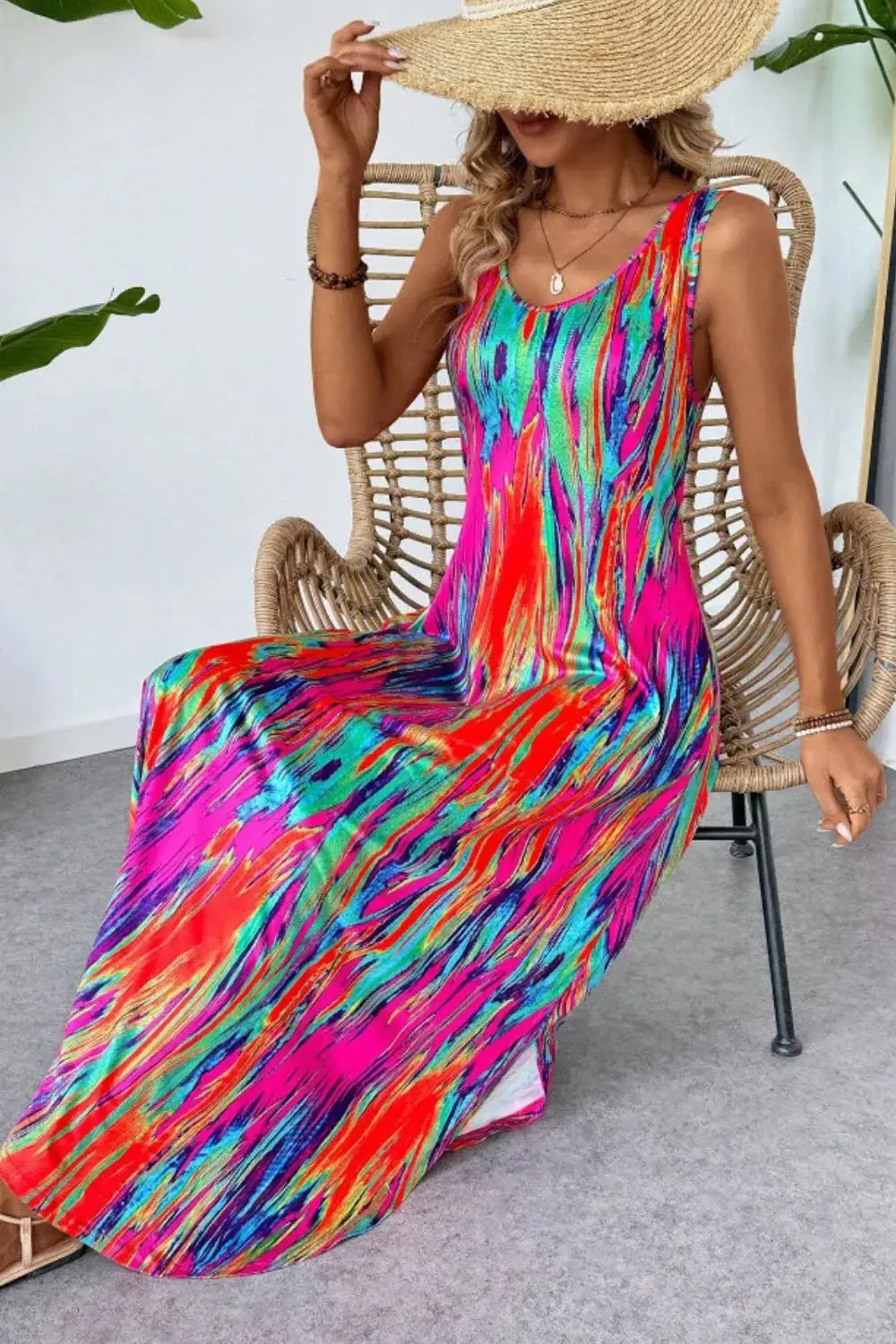 Pocket Detail Scoop Neck Dress