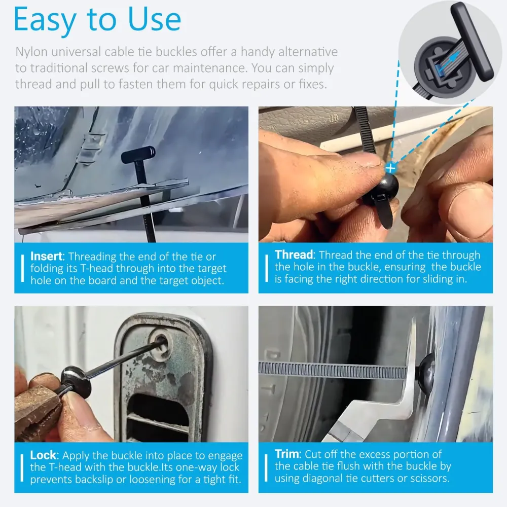 Heavy Duty Automotive Cable Tie Buckle Set