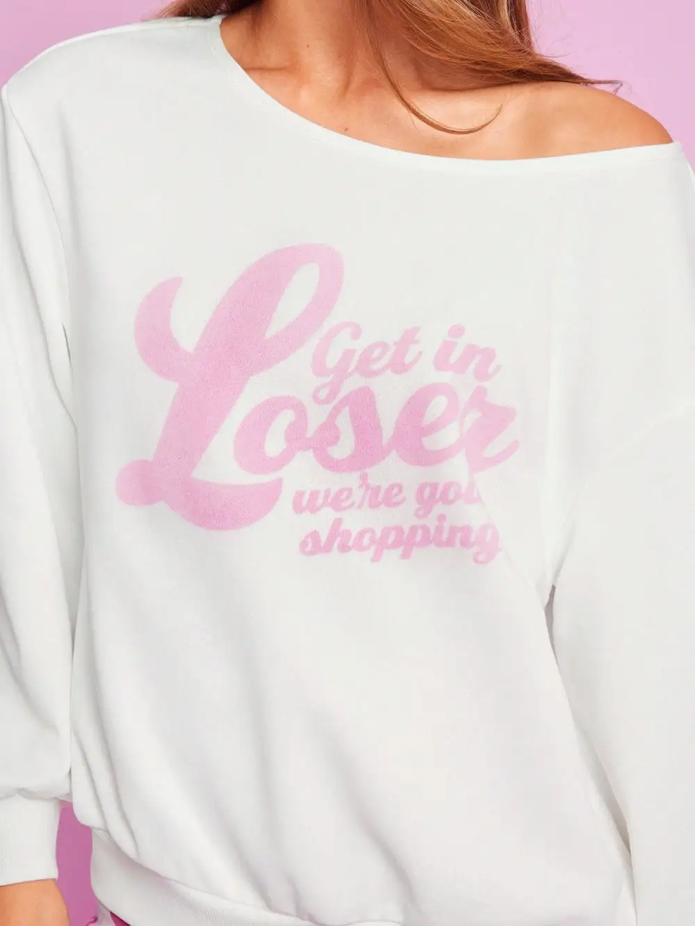 Women Asymmetrical Neck Relaxed Fit Slogan Graphic Sweatshirt