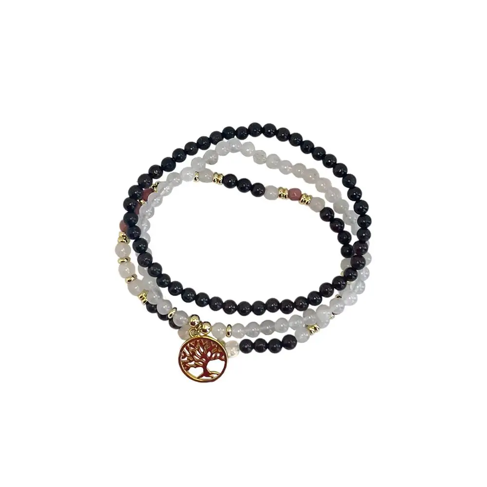 Stretch Tree-of-Life Garnet Bracelet Set