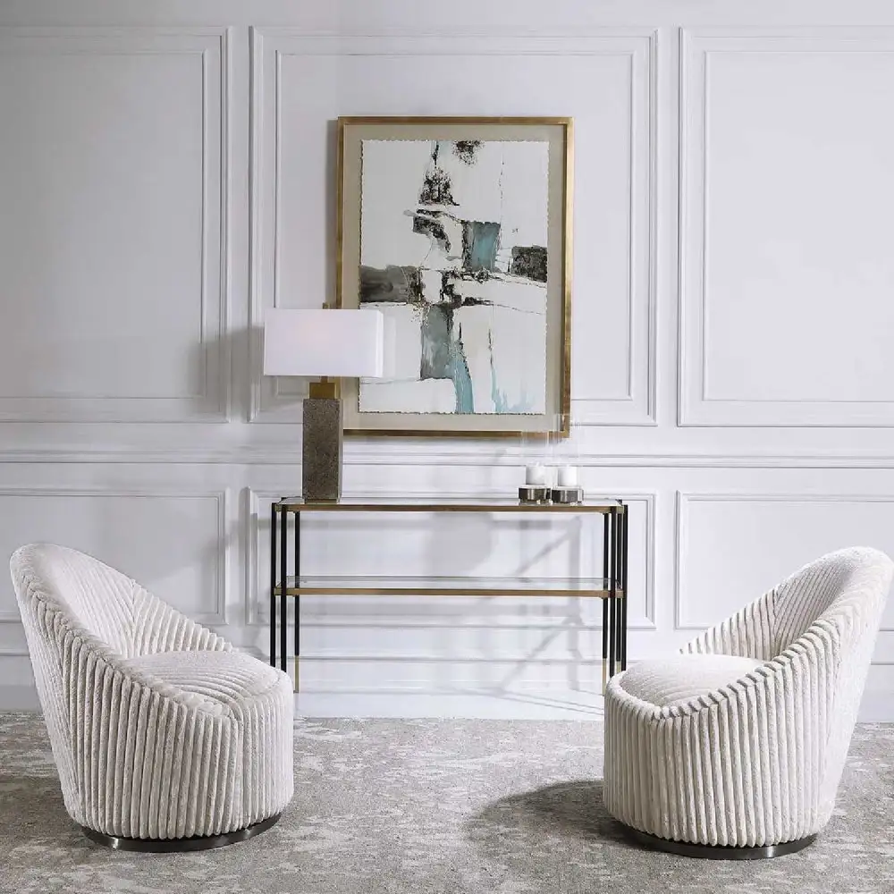 Fluted Chenille Swivel Chair