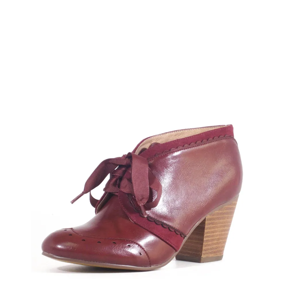 Faux Leather Block Heel Victorian Ankle Boots