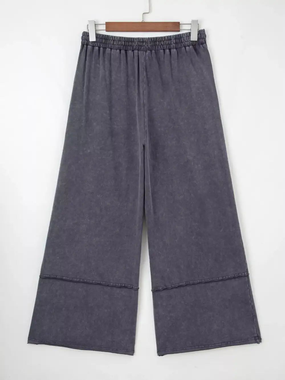Knit Floral Drawstring Wide Leg Casual Pants