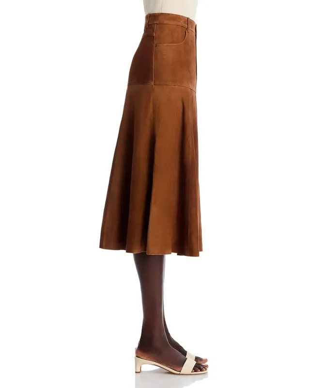 Suede Leather Belt Loop Skirt