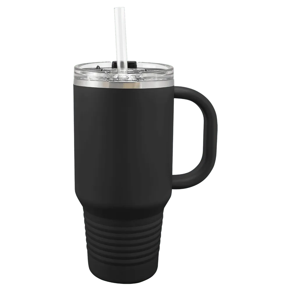 Handled Straw Lid Travel Mug