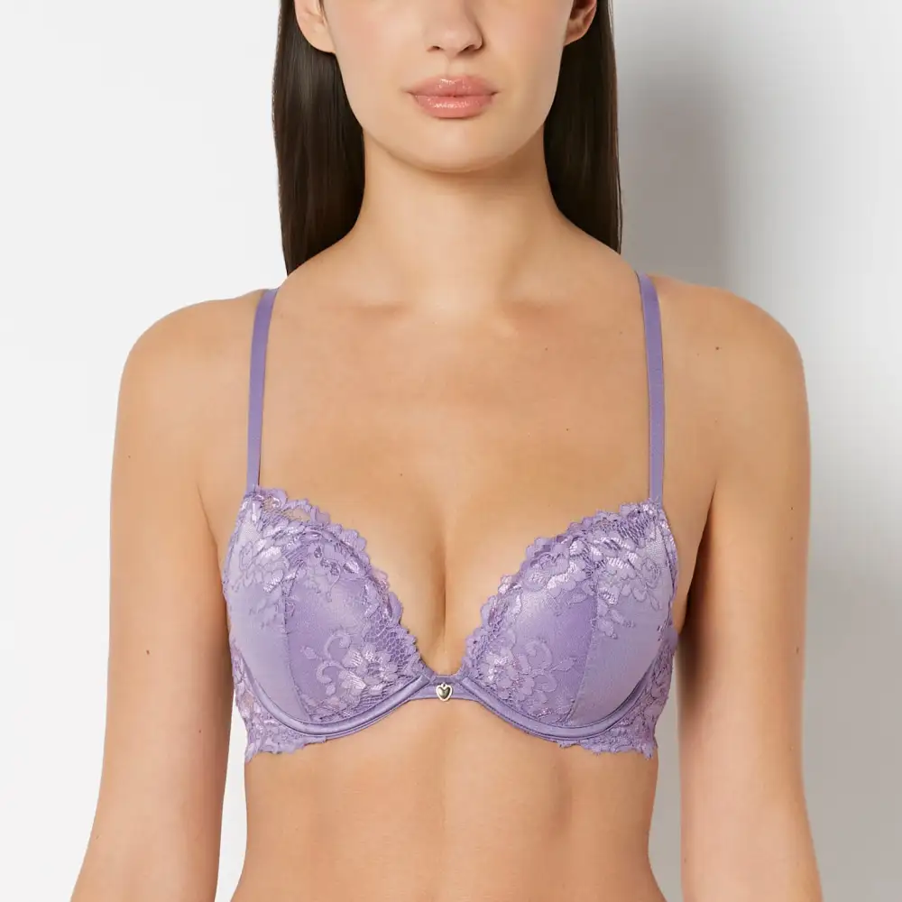 Push Up Plunge Bra With Romantic Lace