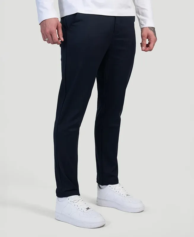 Navy Blue Stretch Pants Clean Cut