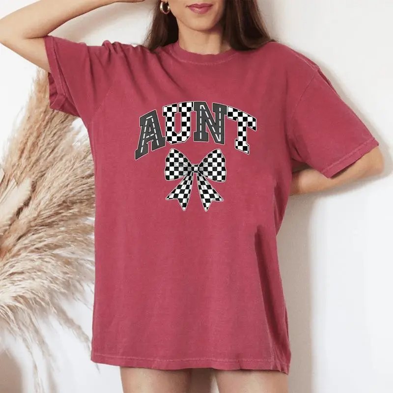 Aunt Racing Race Car Checkered Family Birthday Matching Women's Oversized Comfort T-Shirt