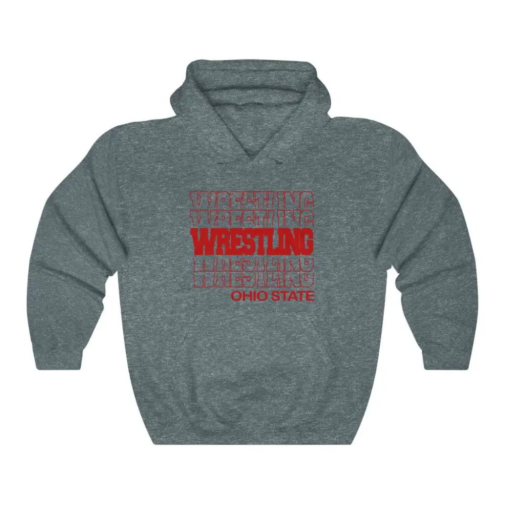 Relaxed Modern Stacked Wrestling Graphic Pullover Hoodie