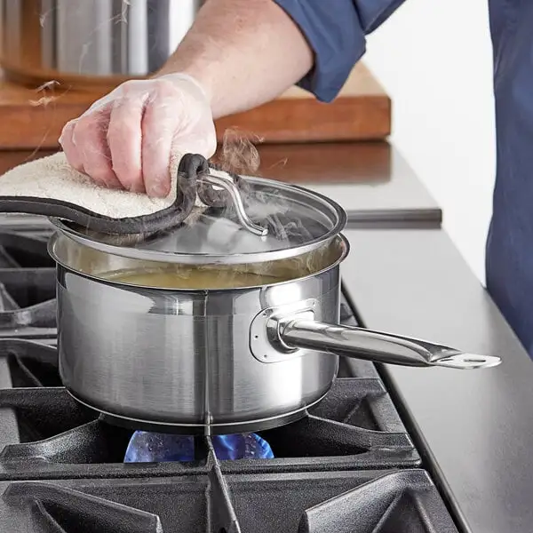 Space-Saving Stainless Steel Sauce Pan with Aluminum Clad Bottom and Cover