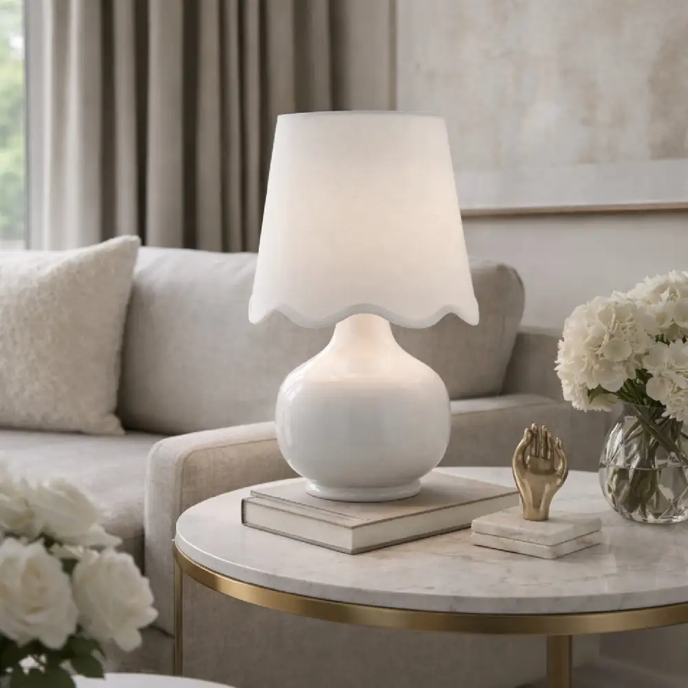 Scalloped Raffia Shade Table Lamp