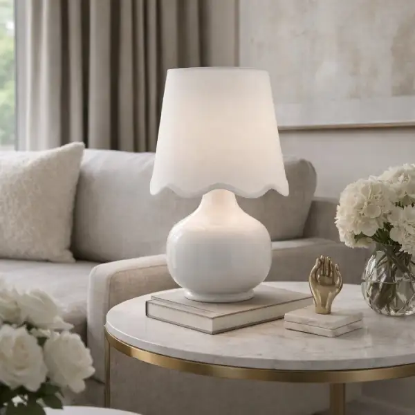 Scalloped Raffia Shade Table Lamp