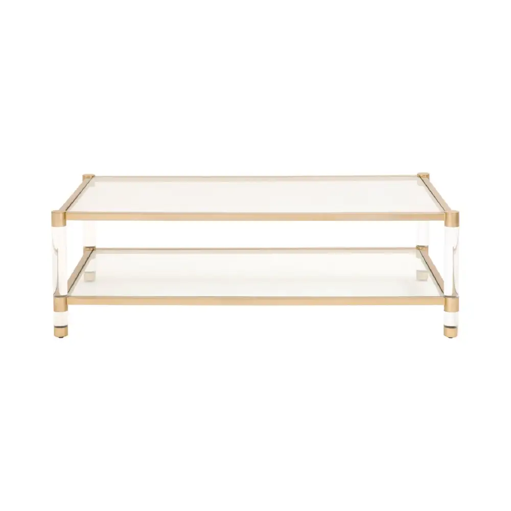 Sculptural Brass Framed Glass Coffee Table