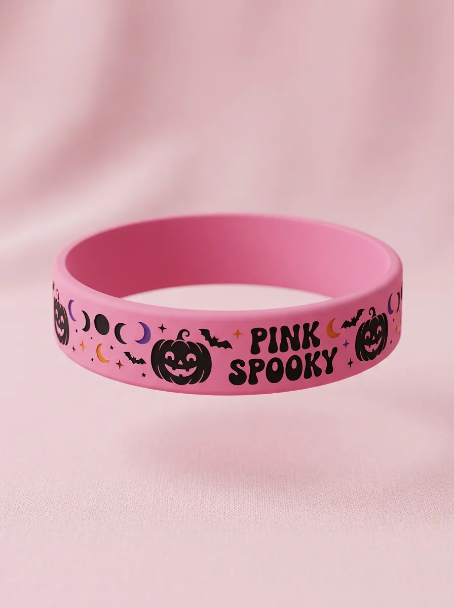 Pumpkin Moon Bat Halloween Graphic Wristband