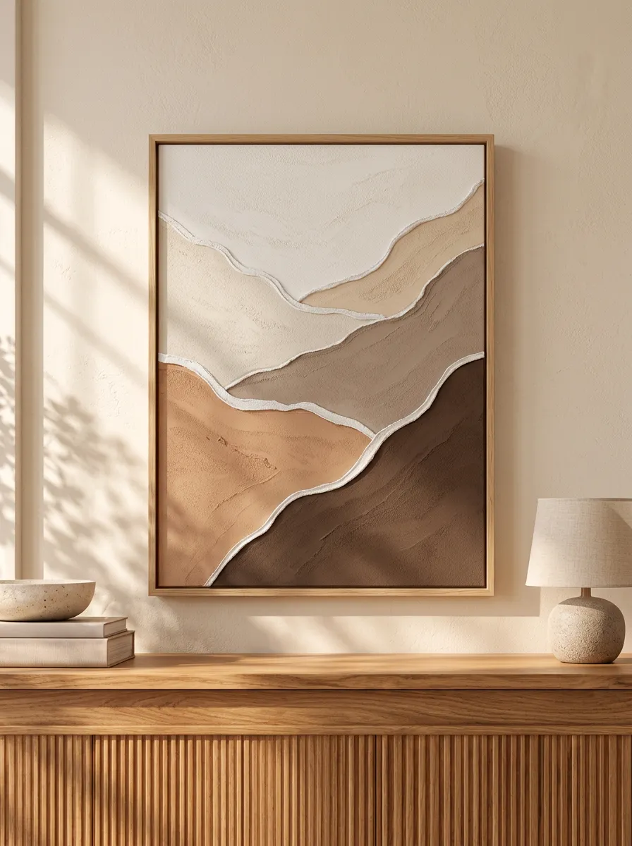 Understated Modern Minimalist Neutral Abstract Landscape Printed Wall Art