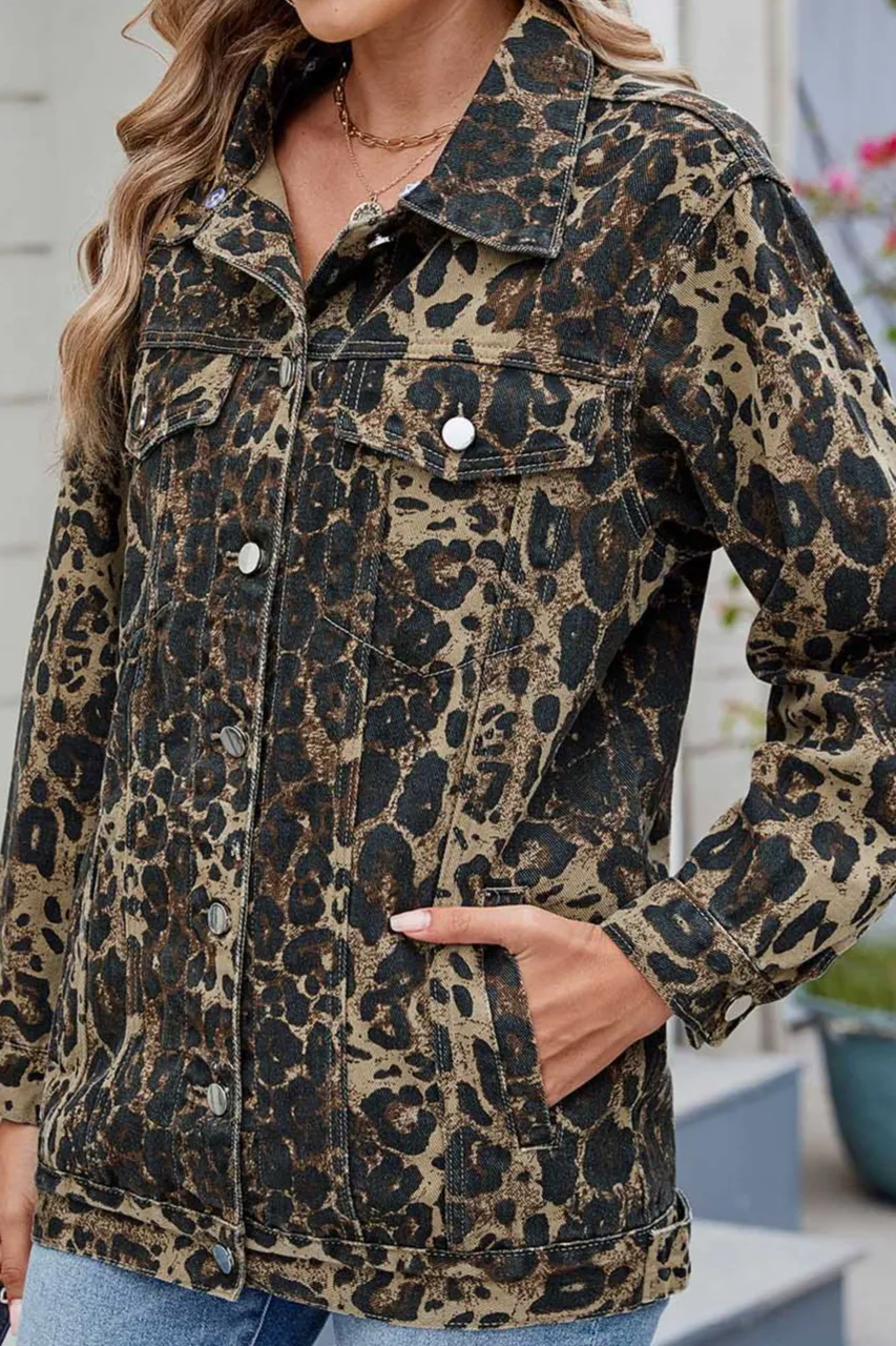 Leopard-Print Denim Jacket