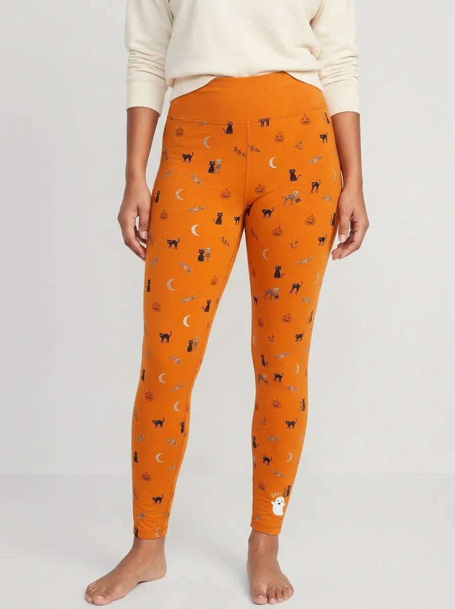 Women's Halloween Pumpkin Ghost Cat Moon Leggings