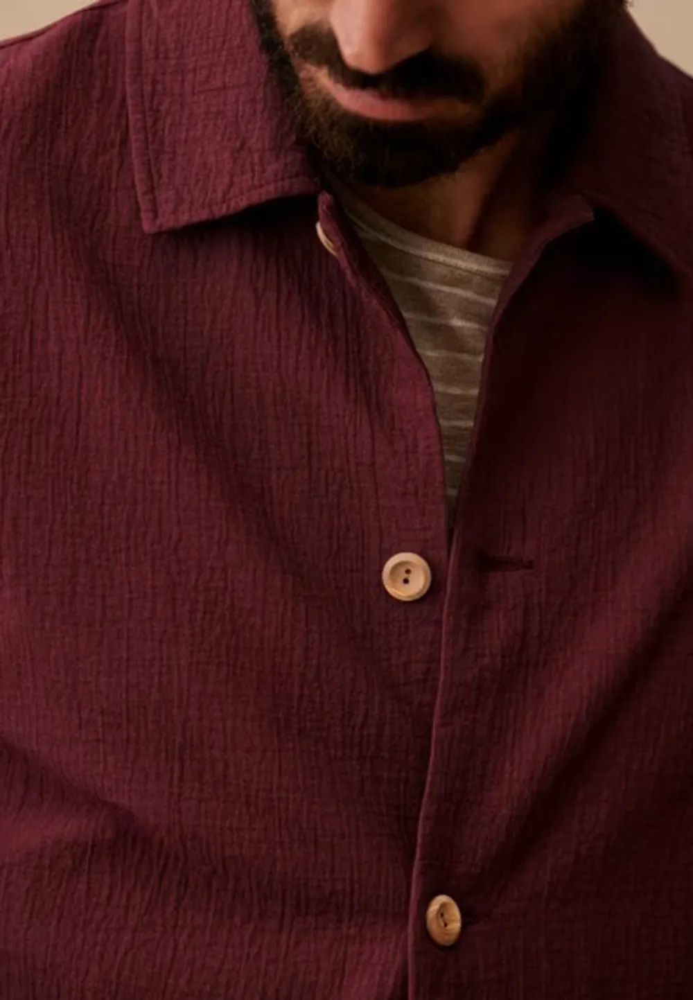 Raspberry Red Cotton Textured Button Front Jacket