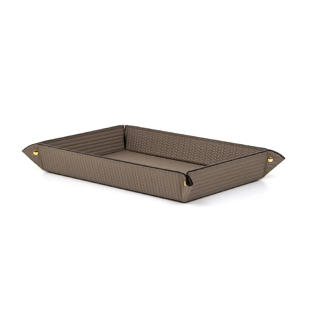 Rectangular Studded Leather Trinket Tray