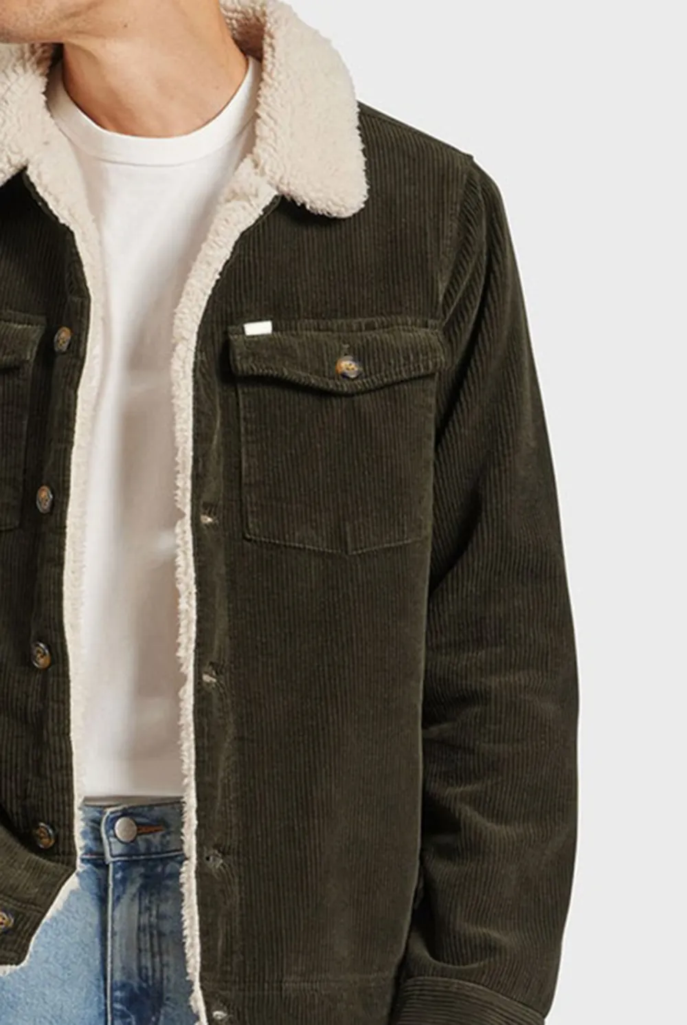 Fleece Lined Corduroy Button Up Jacket