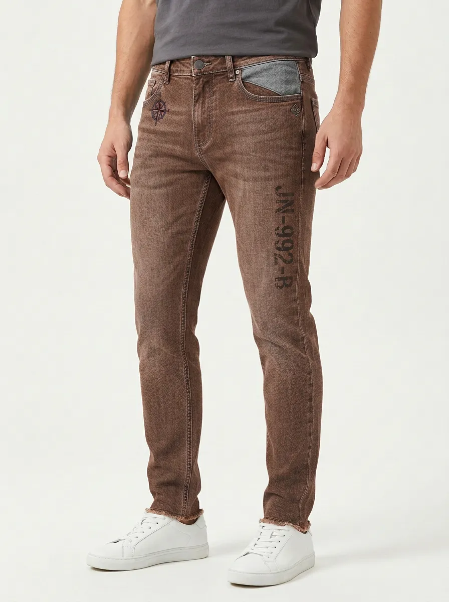 Men's Harbor Compass Graphic Slim-Fit Jeans