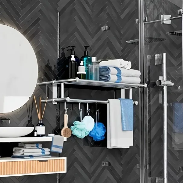Wall-Mounted Towel Rack with Shelf