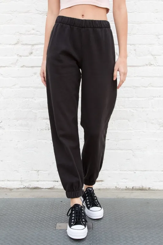 Black Elastic Waist Sweatpants