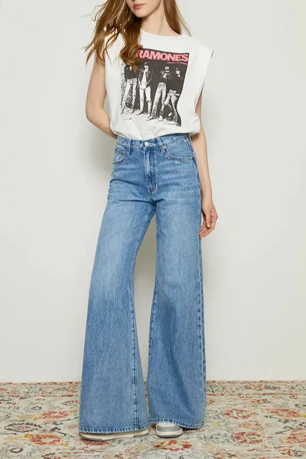 Bootcut High Rise Whiskered Denim Jeans