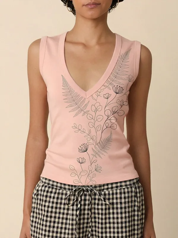 Women's Botanical Nature Lover Fern Floral Printed Tank Top