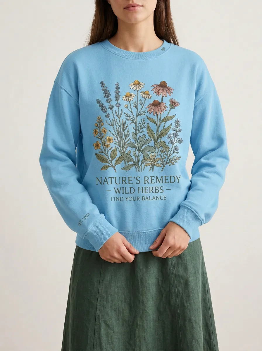 Nature Lover Wild Herbs Botanical Sweatshirt