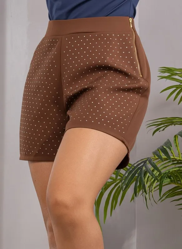 Stone Detail High Waist Shorts