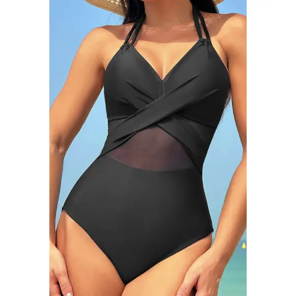 Women's Halter Crisscross One-Piece Swimsuit