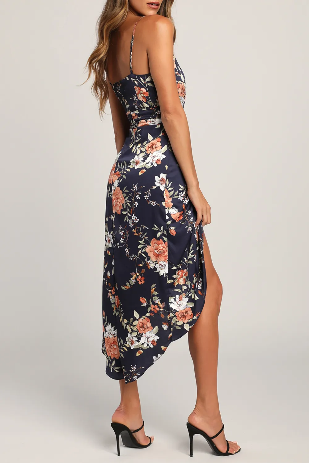 Casual Style Floral Print Tulip Skirt Midi Dress