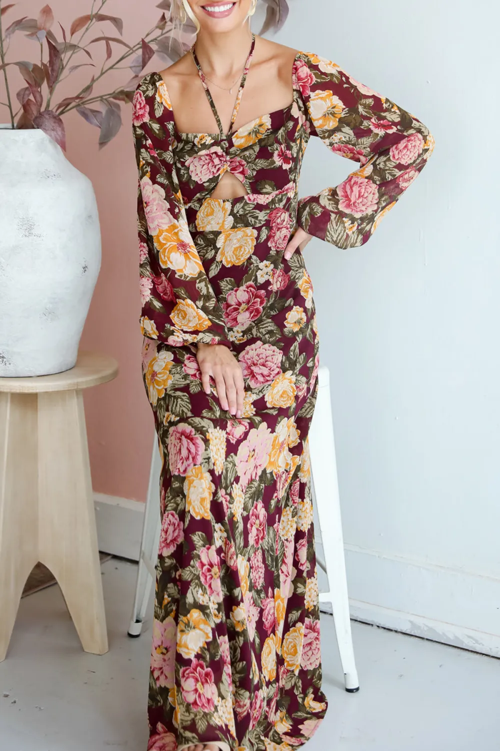 Plum Floral Maxi Dress