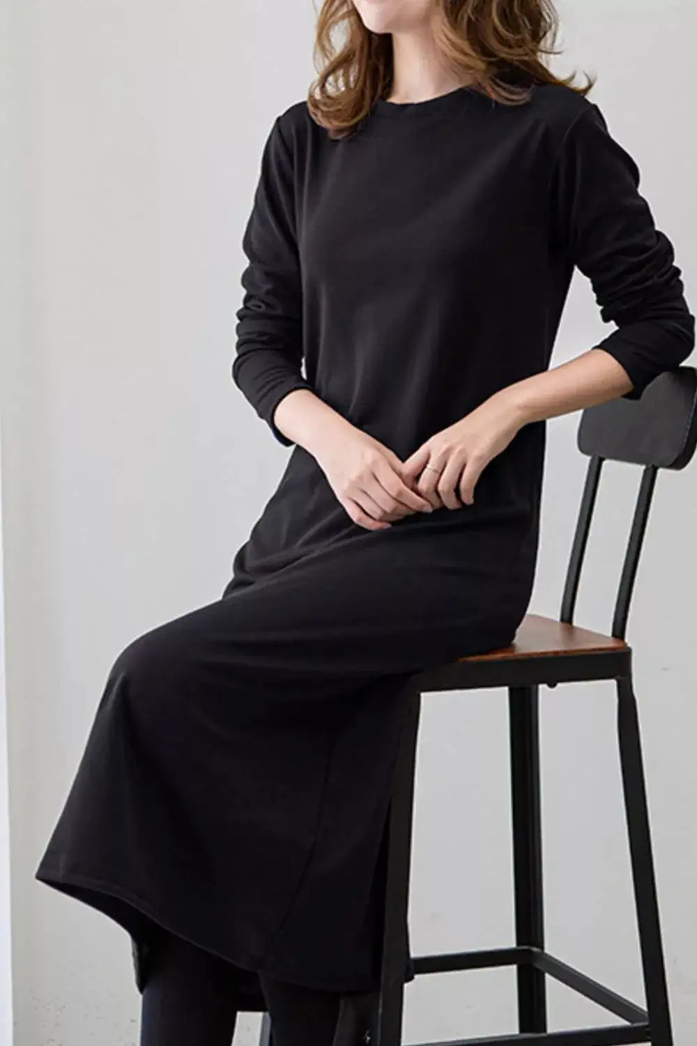 Casual Long Sleeve Midi Dress