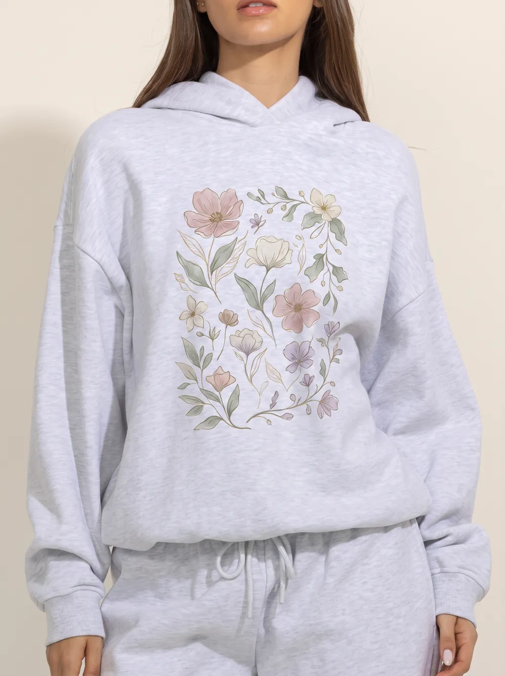 Women's Botanical Floral Art Printed Hoodie