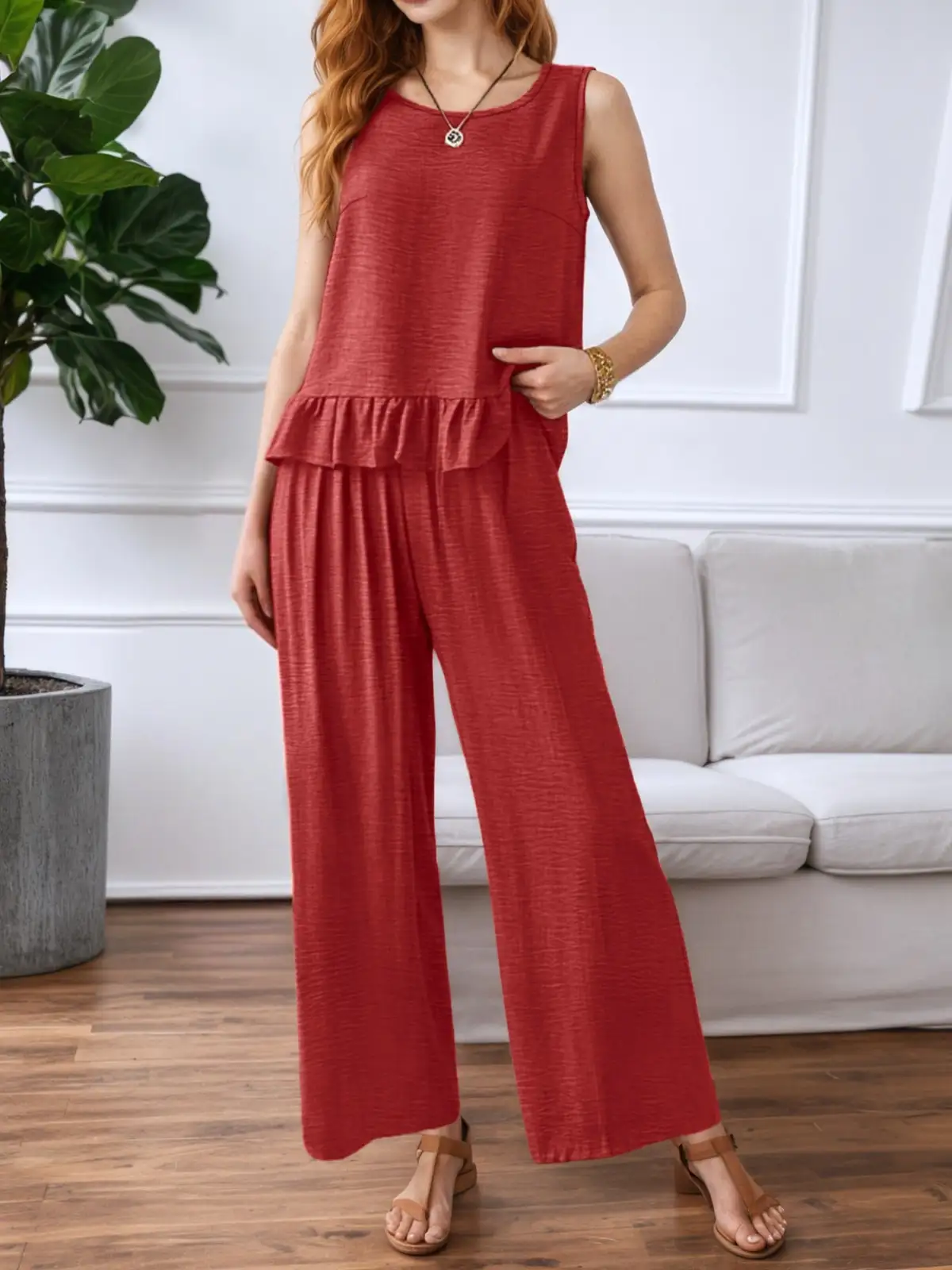 Ruffled Pants Matching Set