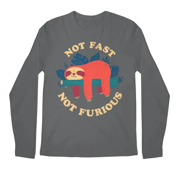 Men's Cartoon-Patterned Sloth-Print Crewneck Hoodie