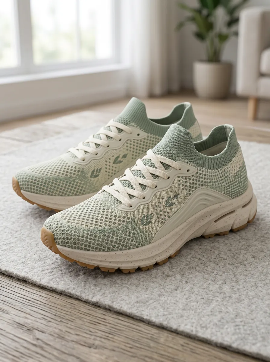 Women's Stride Leaf Pattern Knitted Printed Sneakers