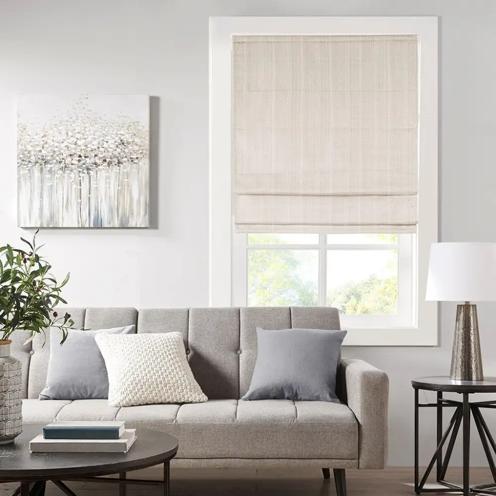 Subtle Room Darkening Polyester Basketweave Cordless Roman Shade