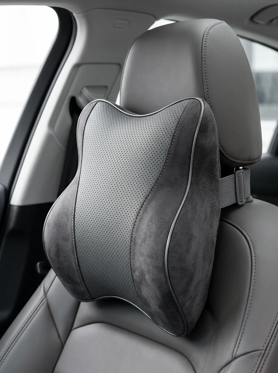 Trimmed Suede Perforated Neck Support Cushion