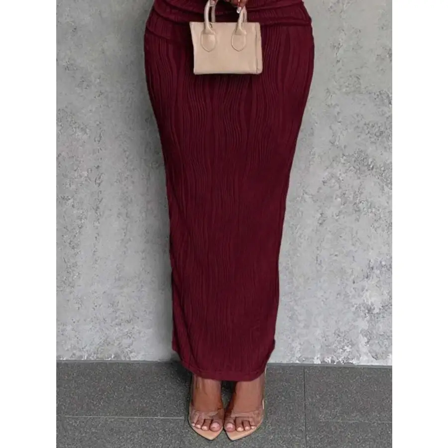 Textured Single Shoulder Bodycon Maxi Dress