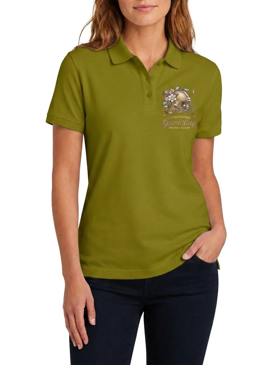 Football Lover Touchdown Game Day Floral Helmet Graphic Polo Shirt