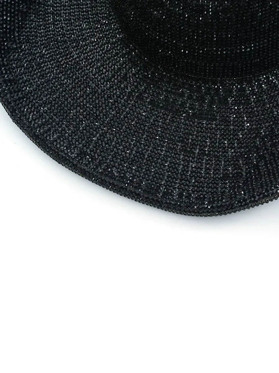 Keira Black Rhinestone-Embellished Fedora