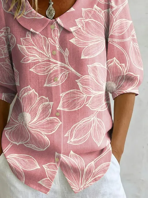 Women's Casual Plant Printed Top