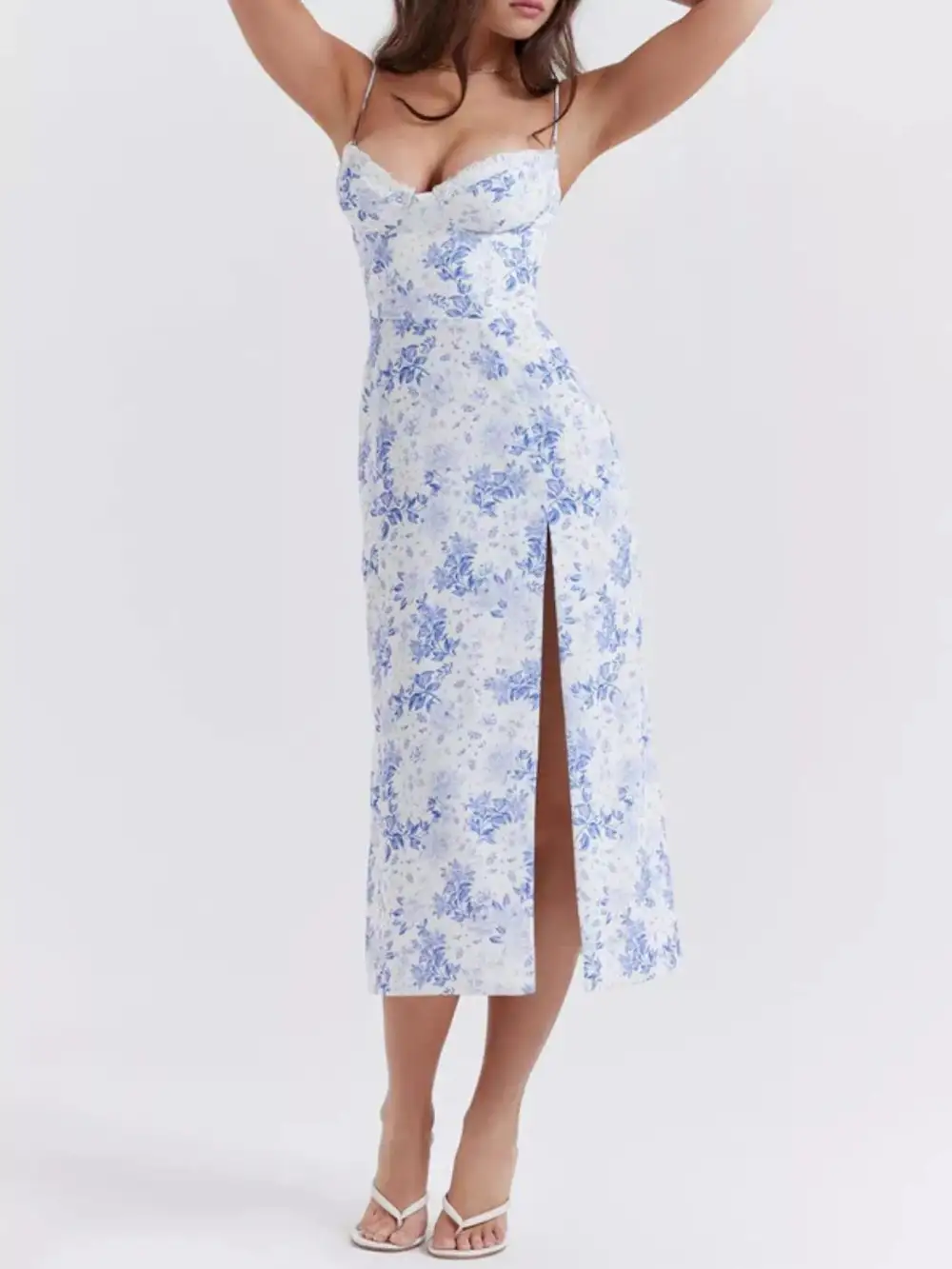 Lace Floral Midi Dress