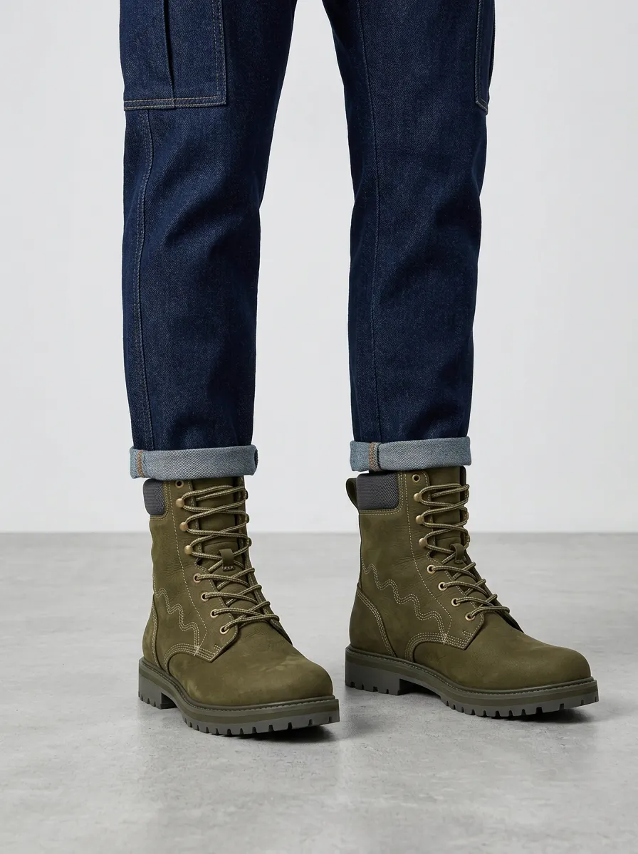 Unisex Wavy Stitching Print Work Boots